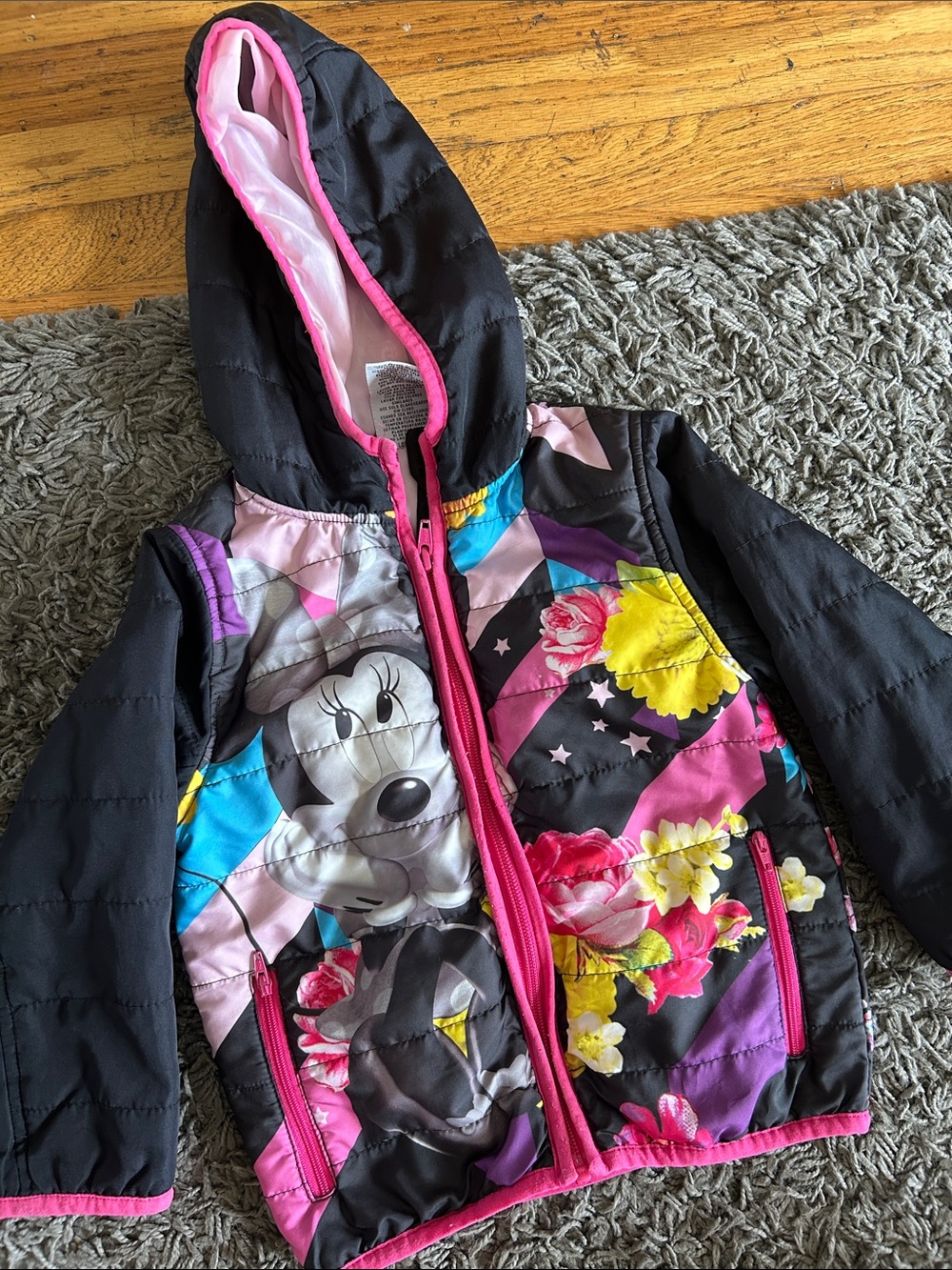 Disney Toddler Girl Minnie Mouse Hooded Jacket Zipper Size 2T